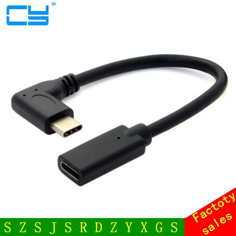 Cable de datos de extensión macho a hembra USB 3,1 tipo C USB-C de 90 grados en ángulo recto de 20cm para Macbook y tableta - imagen 2