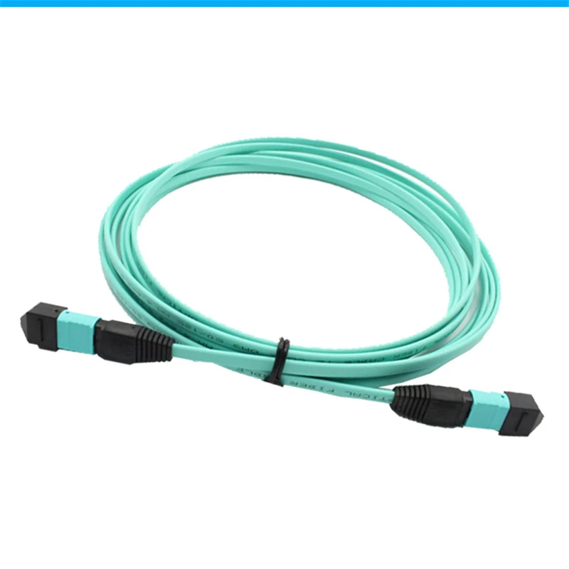 Cable de conexión de fibra óptica MPO, cinta de 12 núcleos, cable plano de fibra OM3 2mtr aqua color ftth, puente de fibra óptica MM mpo-mtp ELINK - imagen 3