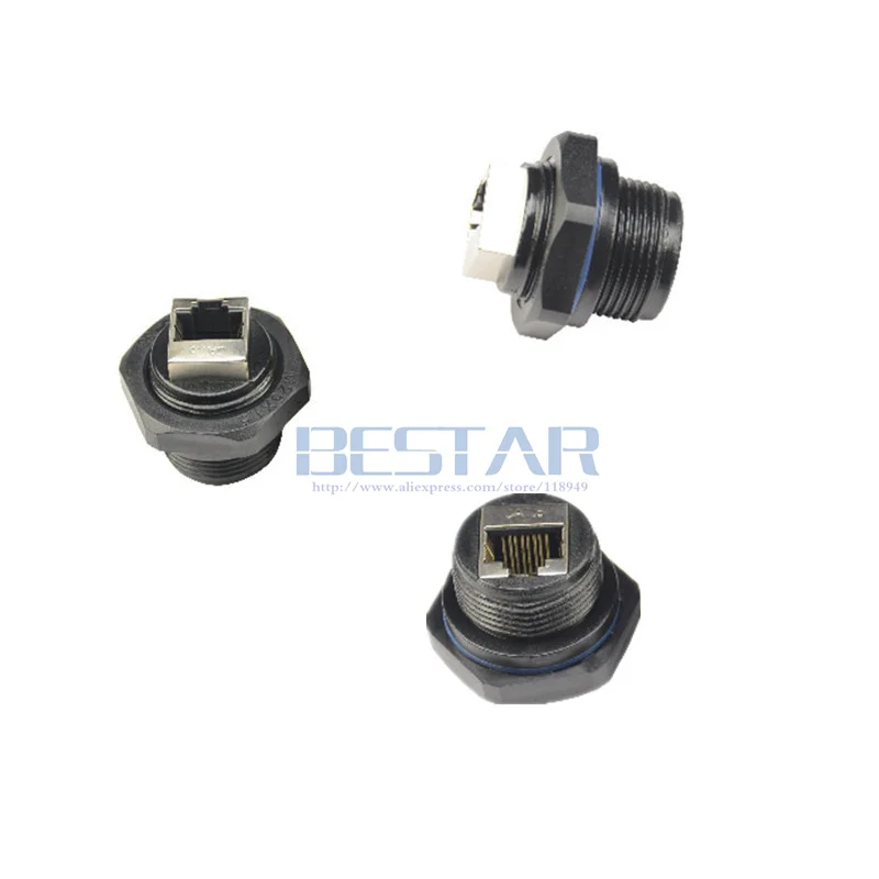 Conector RJ45 impermeable Ethernet LAN RJ 45 CAT5 CAT 5E CAT6 CAT 6E hembra M25 blindaje de cabeza recta enchufe de cubierta a prueba de agua - imagen 5