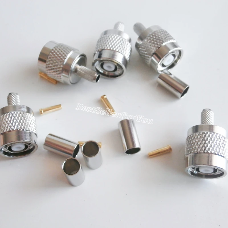 Conector TNC Macho Engarzado Cable RG58 RG142 LMR195 - imagen 2