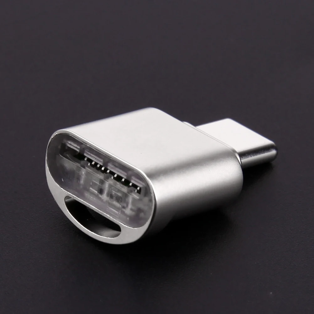 Mini lector de tarjetas tipo C de aleación de aluminio y Metal, llavero portátil USB 3,1 tipo C, Micro SD TF, lector de tarjetas OTG para teléfono móvil - imagen 2