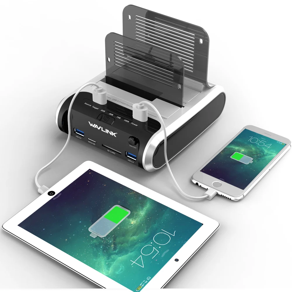 Wavlink-disco duro externo SATA HDD de 2,5 "y 3,5", estación de acoplamiento USB 3,0, lector de tarjetas clon sin conexión de 5Gbps para carcasa de disco duro - imagen 4