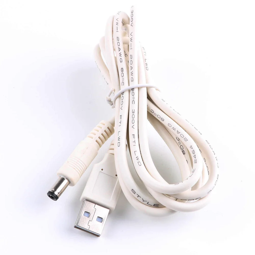 Calibre de cable de 24AWG de alta calidad, cable estándar USB a DC 5,5/2,1mm, 5,5x2,1mm, 5,5mm/2,1mm, conector de alimentación de barril de 5 voltios, 1,0 m - imagen 3