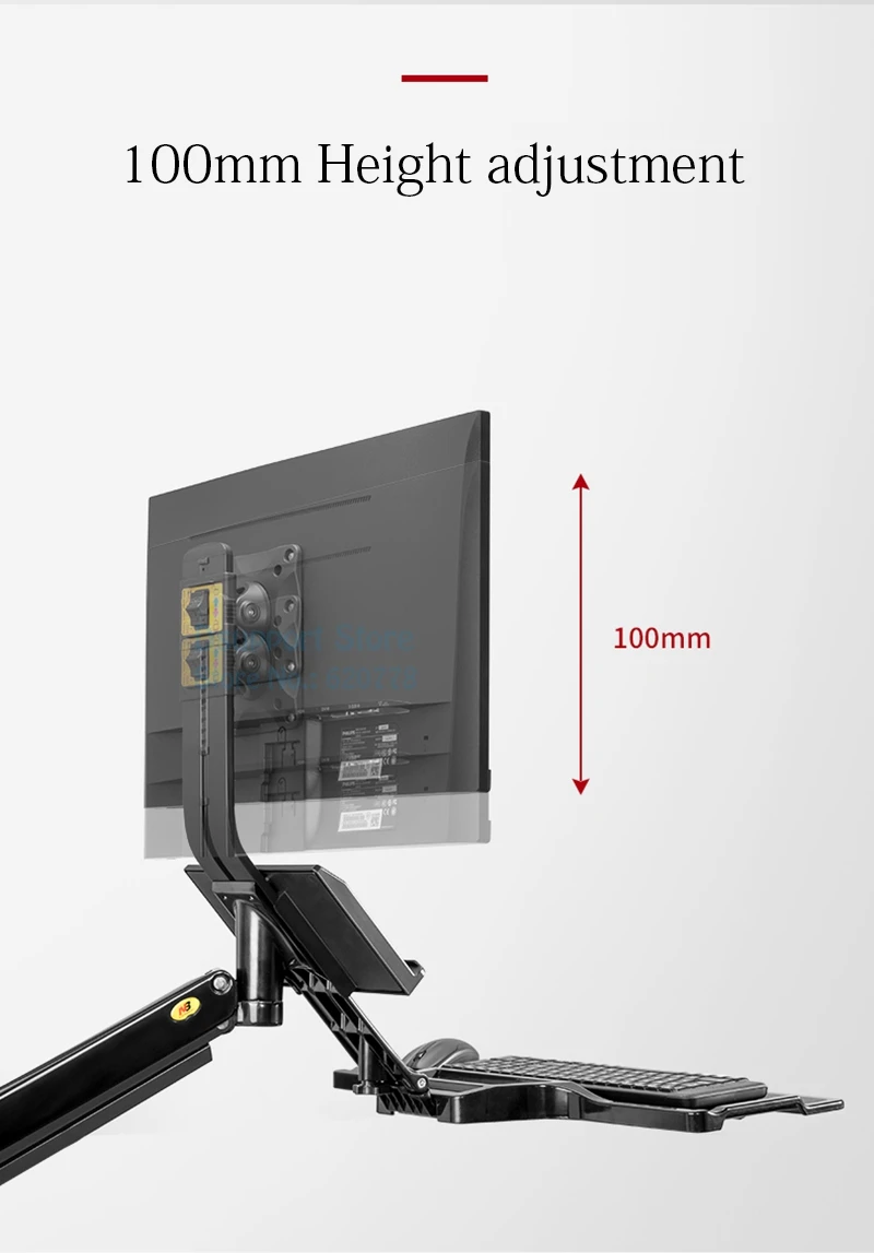 NB Soporte Monitor 19-27" Brazo Gas con Bandeja Teclado - imagen 4