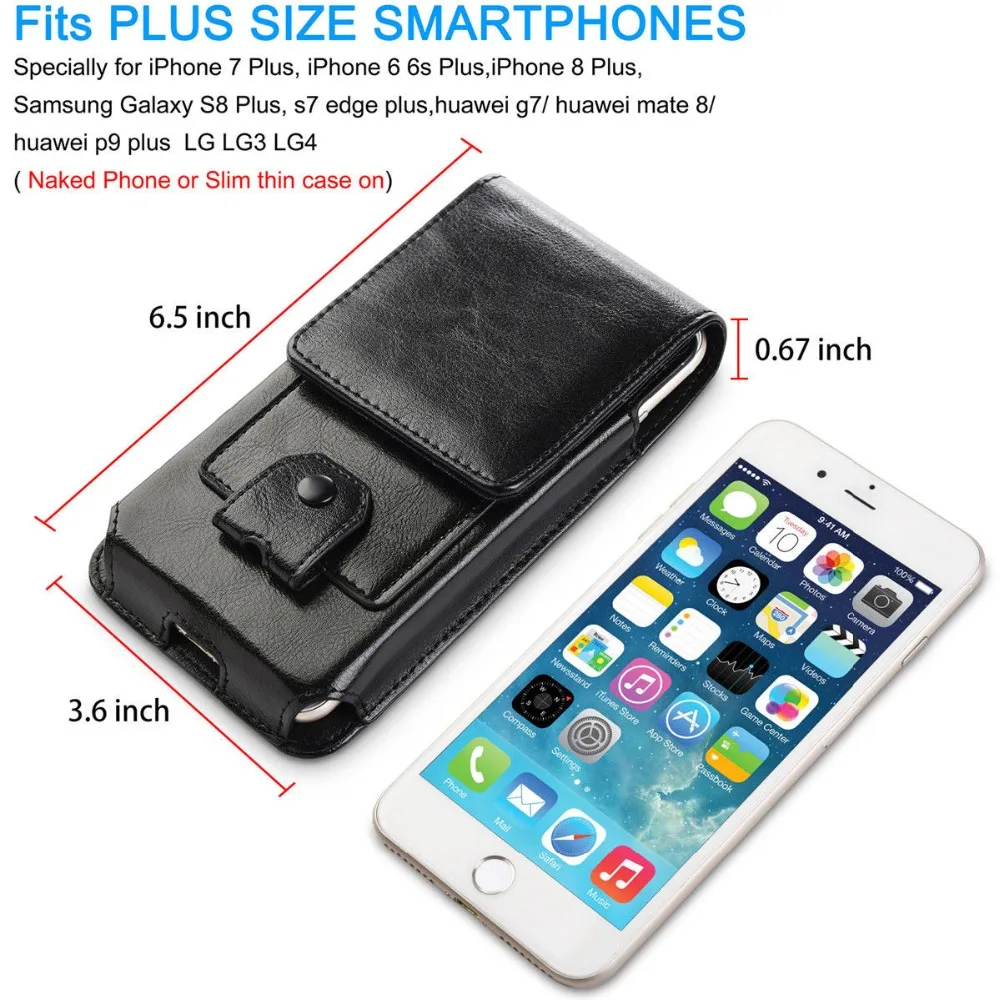 Genuine leather phone pouch Flip holster belt clip vertical waist bag for iphone Xs max 6 7 8 plus universal phone case for XR (7)