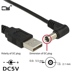 Cable USB Macho a Conector DC Barril 5,5 x 2,1 mm