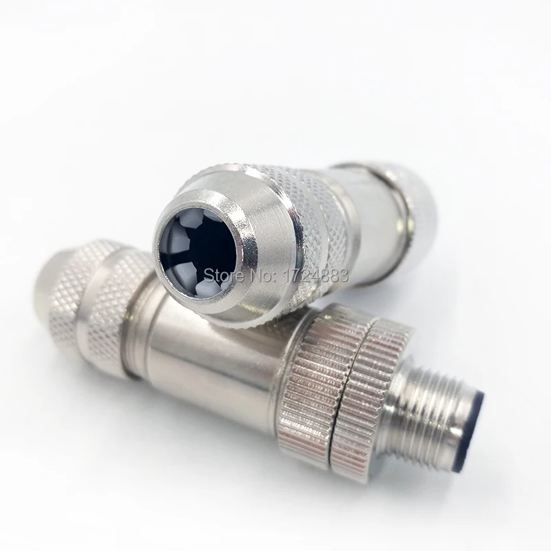 Conector M12 Impermeable Roscado Macho-Hembra Blindaje Metálico - imagen 5