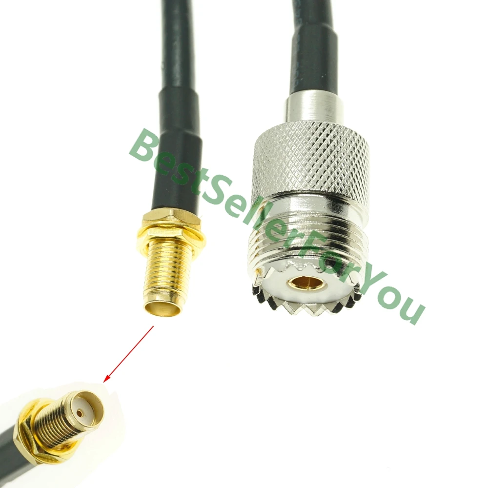 Mampara de tuerca hembra SMA a UHF hembra SO239 SO-239, conector RF, Cable recto Pigtail Jumper RG58 - imagen 3