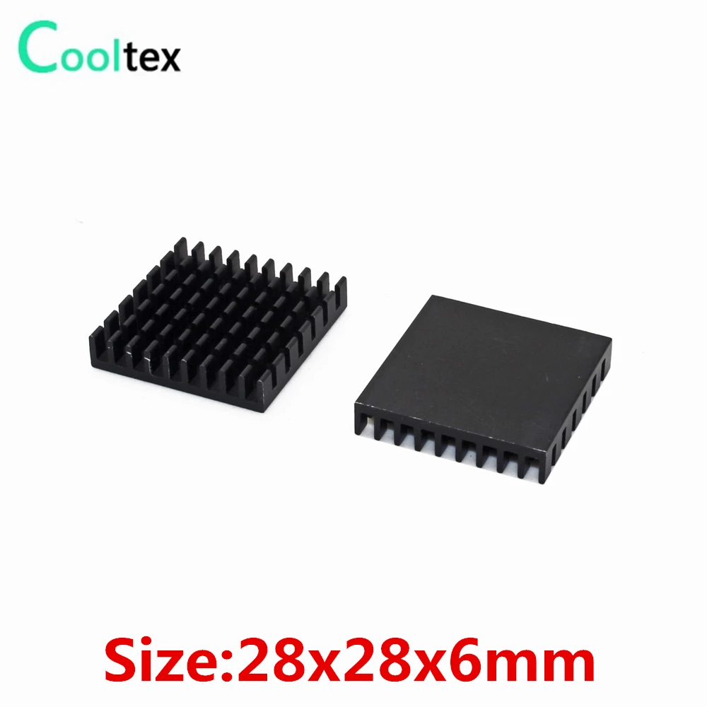 Disipador de calor de aluminio extruido para refrigeración, disipador de calor negro para Chip VGA RAM LED IC, 28x28x6mm, 20 piezas - imagen 2