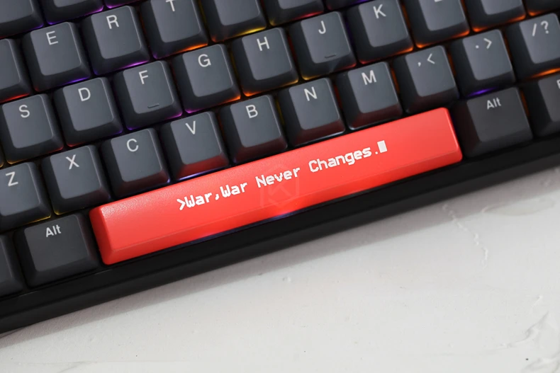 Teclas de ABS grabadas, Teclado mecánico personalizado, barra espaciadora, guerra brillante que nunca cambia, negro y rojo, novedad - imagen 3