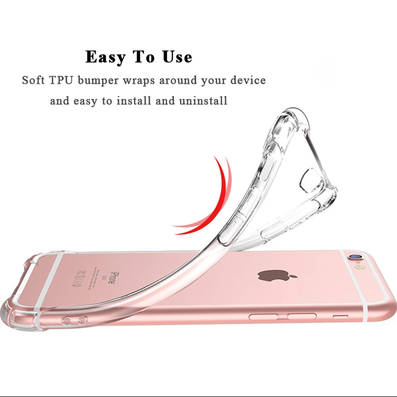 Funda transparente de TPU suave con protección contra caídas de Airbag para iPhone X XS MAX XR 8 7 6 6S Plus SE 2020 2022, funda trasera transparente para teléfono - imagen 4