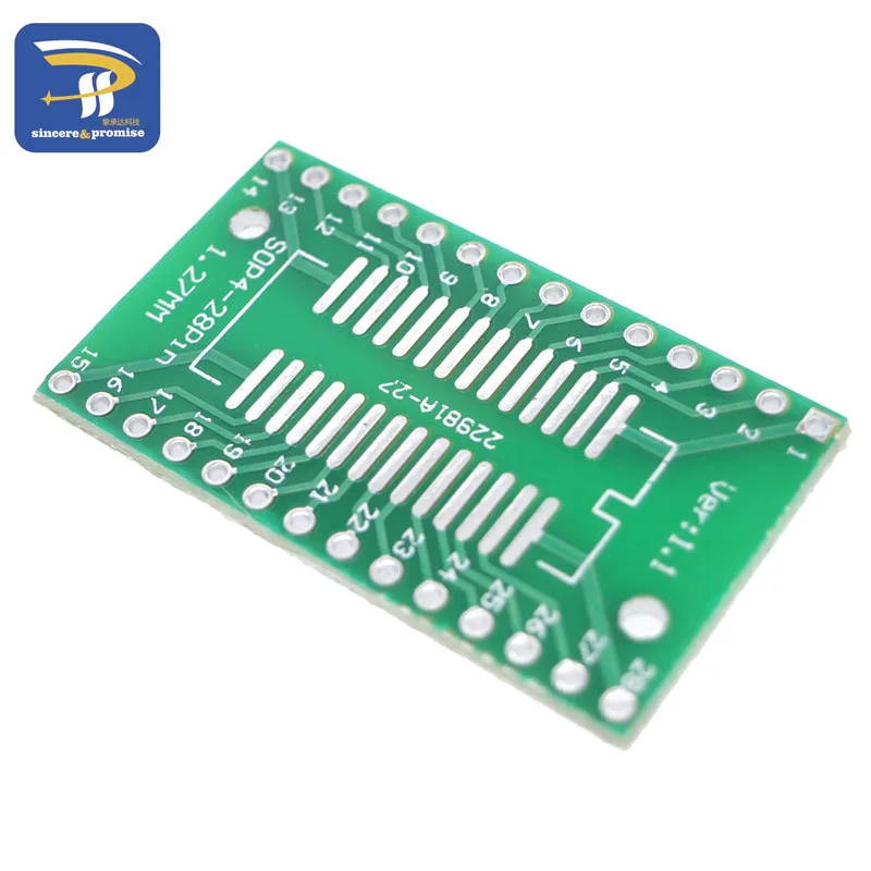 10 unids/lote SO/SSOP/SOIC/MSOP TSSOP28/SOP28 giro DIP28 1,27 MM/0,65 MM giro 2,54 MM adaptador IC enchufe/placa adaptadora/PCB - imagen 3