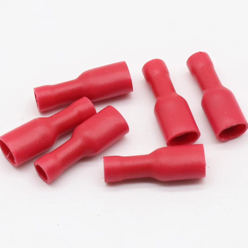 100 piezas (50 pares) 4,8mm rojo hembra macho conector eléctrico y cableado Terminal de engarzado aislado pala - imagen 2