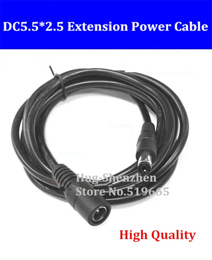 Cable de extensión de alimentación de 1,5 M/3M/5 M, 18AWG, 19V, 12V, DC5.5 x 2,5, cable de alimentación macho a hembra, CC 5,5x2,5mm, para proyector de ordenador portátil, 2 unids/lote