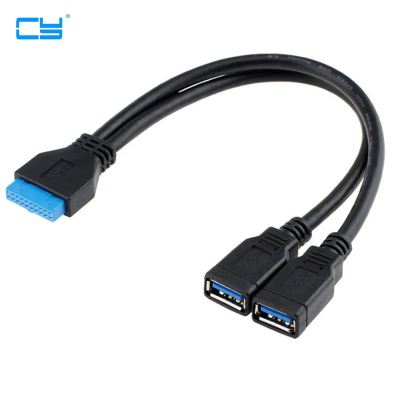 Adaptador de cable usb 3,0 para ordenador de escritorio, conector macho de 20 pines a 2 usb a hembra para placa base Asus P7P55/USB3 Gigabyte Msi Onda
