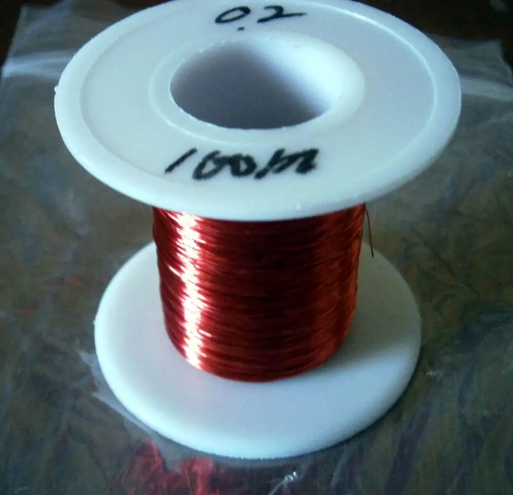 Alambre Magnético Rojo 100mm Bobina Cobre Esmaltado 0.2m/Pc 0.2mm - Vista principal del producto