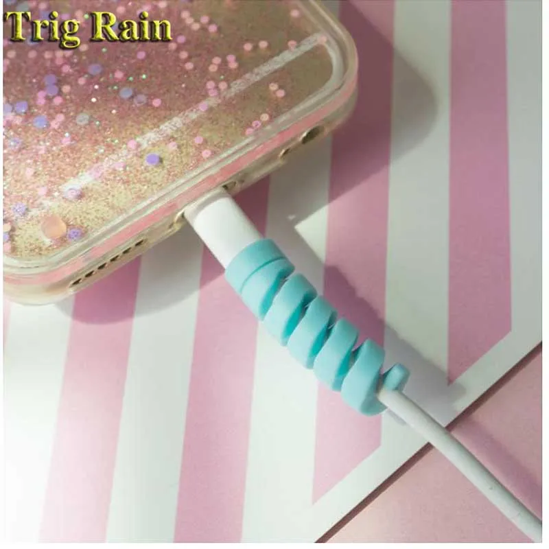 Protector de Cable en espiral, línea de datos, bobinadora de silicona, protector para iphone, Samsung, Android, carga USB, funda para auriculares - imagen 5