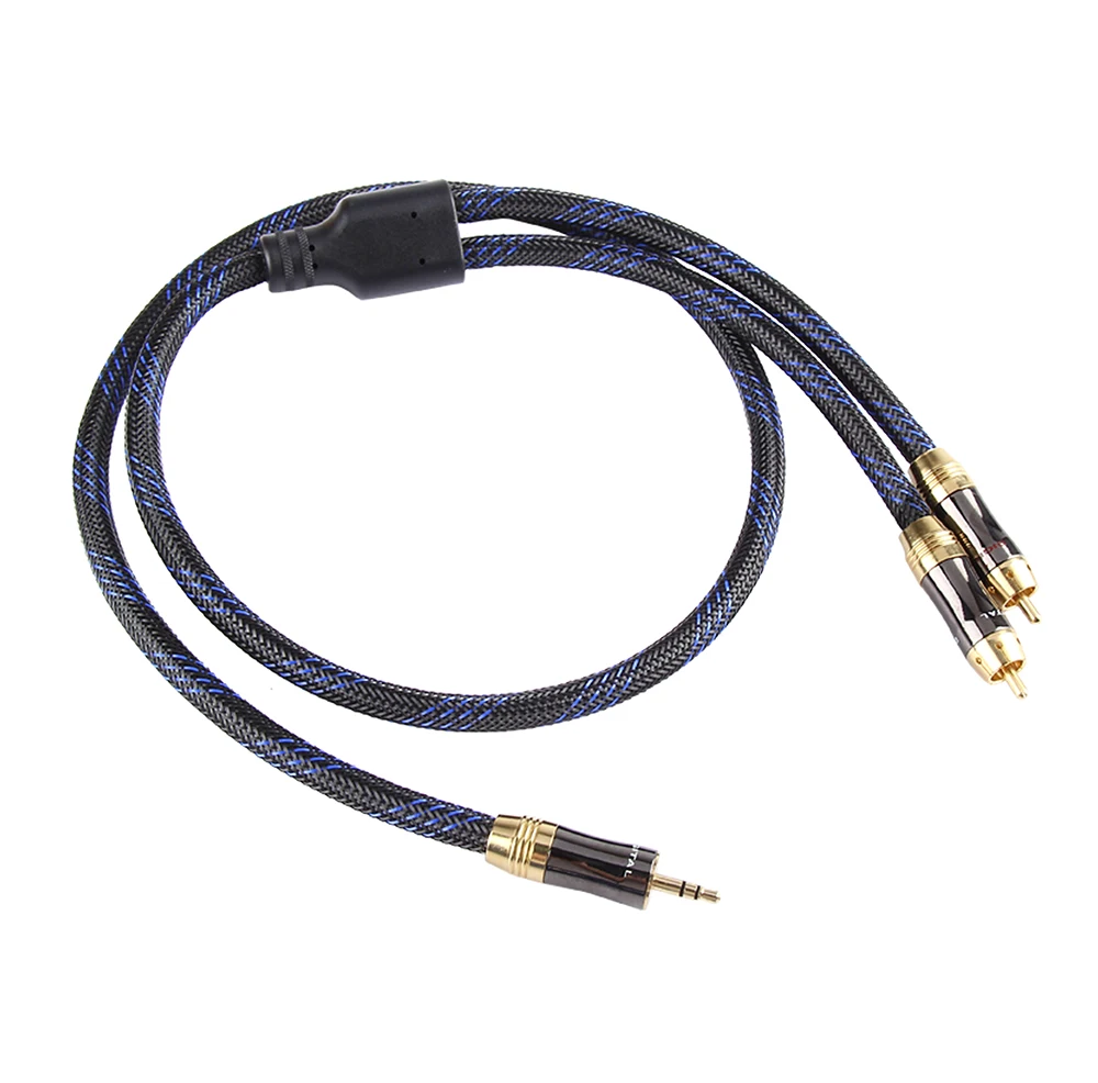 Cable de Audio HIFI de 3,5mm a 2 RCA (OD 8,0mm) Cable estéreo macho de 3,5 MM a 2 Rca macho para amplificador de DVD MP3 iPhone - imagen 4