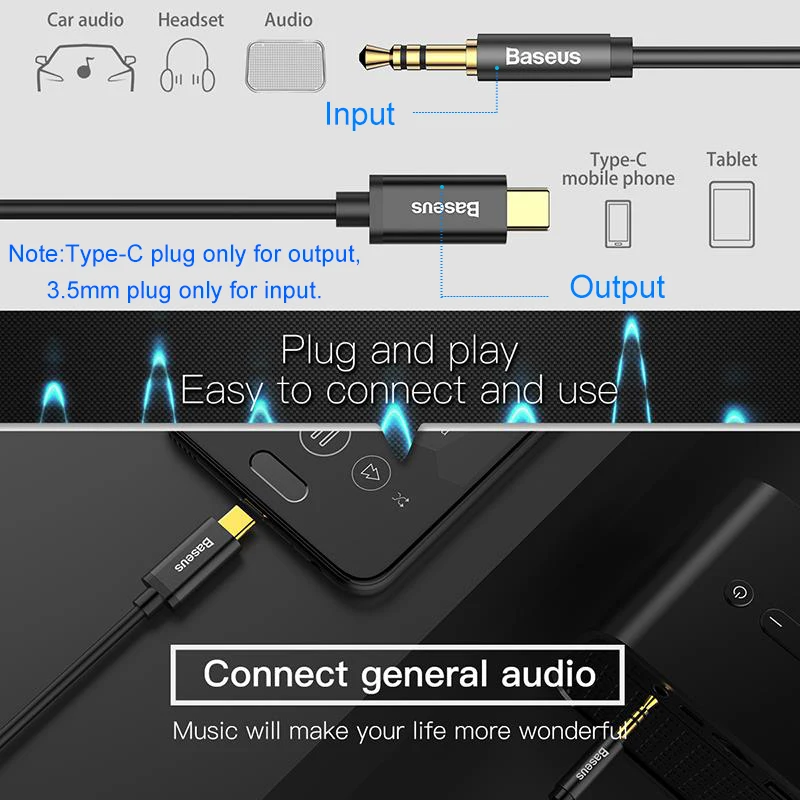Baseus Cable USB‑C a 3,5mm Audio Auxiliar para Auriculares y Altavoces - imagen 2