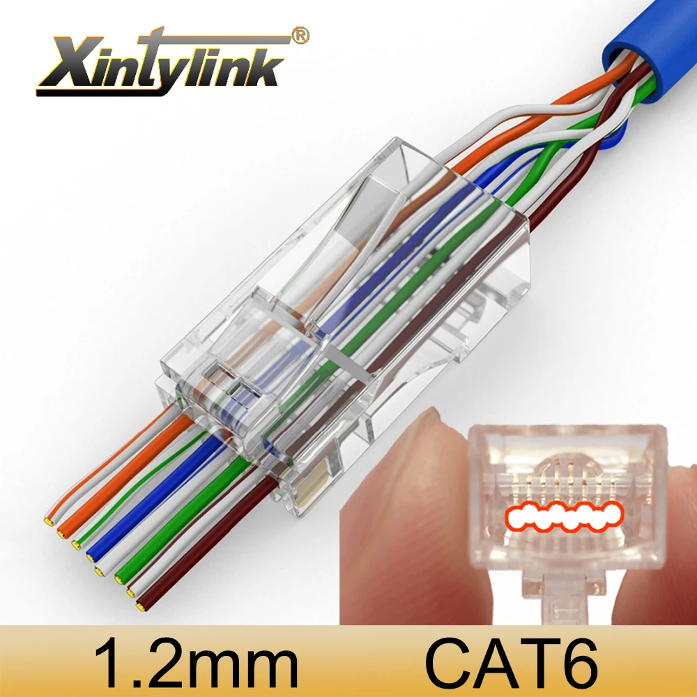 Xintylink-conector de cable ethernet rj45, cat6, cat5e, rg45, red utp RG RJ 45, cat 6, sin blindaje, modular keystone - imagen 2
