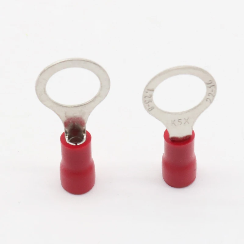 RV1.25-8 Circular rojo 22-16 AWG 0,5-1,5 mm2 conector de Terminal de anillo aislado conector de Cable 100 unids/pack RV1-8 RV - imagen 3