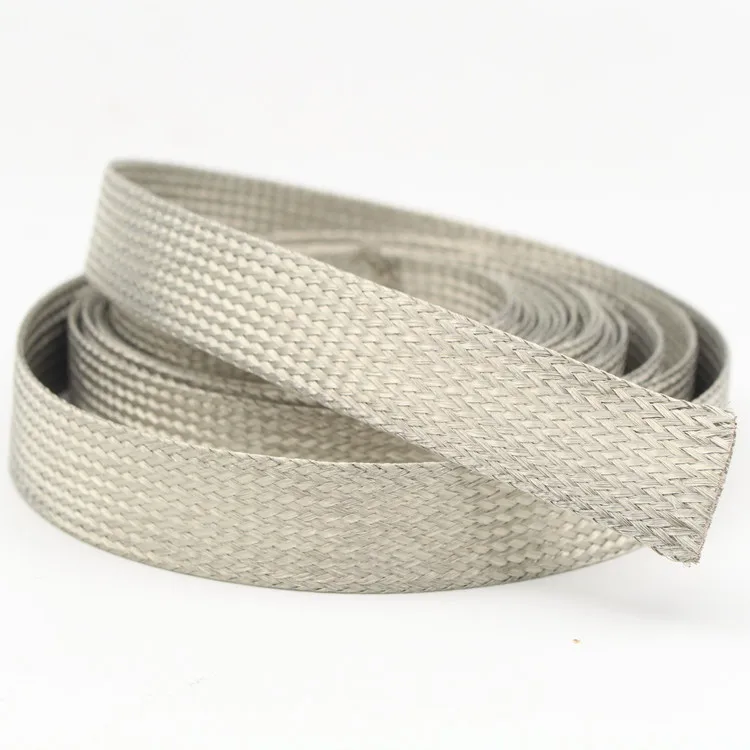 Revestimiento de blindaje de audio Hifi de 5m, 8mm/16mm, arnés de cables automático, manga trenzada de cobre estañado plano, Cable Tubular de cribado DIY