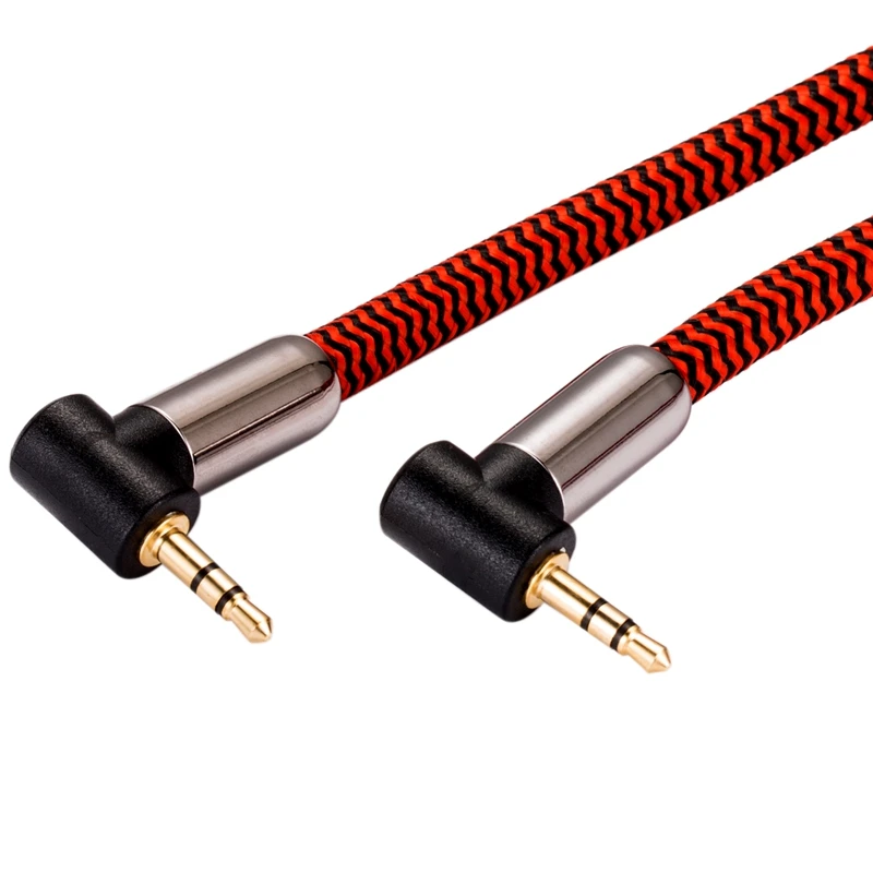 Cable auxiliar prémium de 3,5mm para auriculares de PC móvil MP3, Mini conector en ángulo de 3,5 macho a 3,5 macho, chapado en oro de 1M Cable de Audio, 3M, 5 M