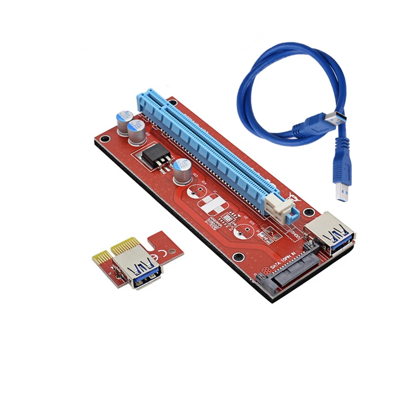 Convertidor USB3.0 PCI-E Express 1x a 16x, tarjeta elevadora de 60CM, fuente de alimentación SATA de 15 Pines, Cable extensor USB 3,0 para minería de Bitcoin