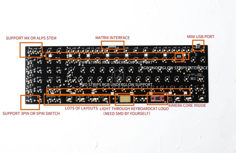 Xiudi-Teclado mecánico personalizado xd96 pcb 90%, admite TKG-TOOLS Underglow RGB, PCB programado, kle Kimera core, muchos diseños - imagen 3