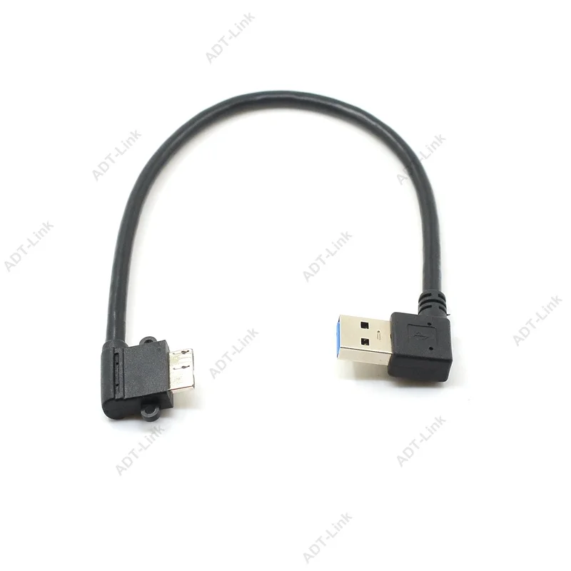 Cable adaptador de codo USB 3,0 negro de 25cm tipo a macho a Micro B conector macho en ángulo izquierdo Compatible con ángulo recto hacia arriba y hacia abajo - imagen 2