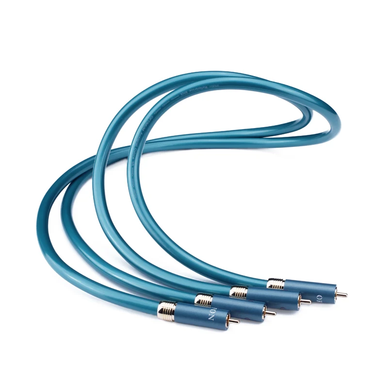 Un cable azul con dos enchufes en el extremo