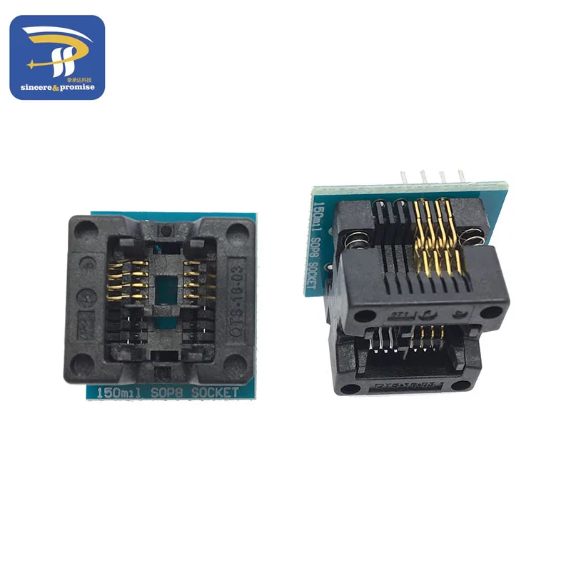 SOP16 a DIP8 asiento de cuerpo ancho 150mil 200mil 208mil 300mil programador SOP8 adaptador enchufe para EZP2010 EZP2013 CH341A prueba IC - imagen 3