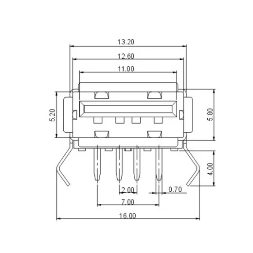 DIP 4 Pines - Vista del conector DIP 4 pines