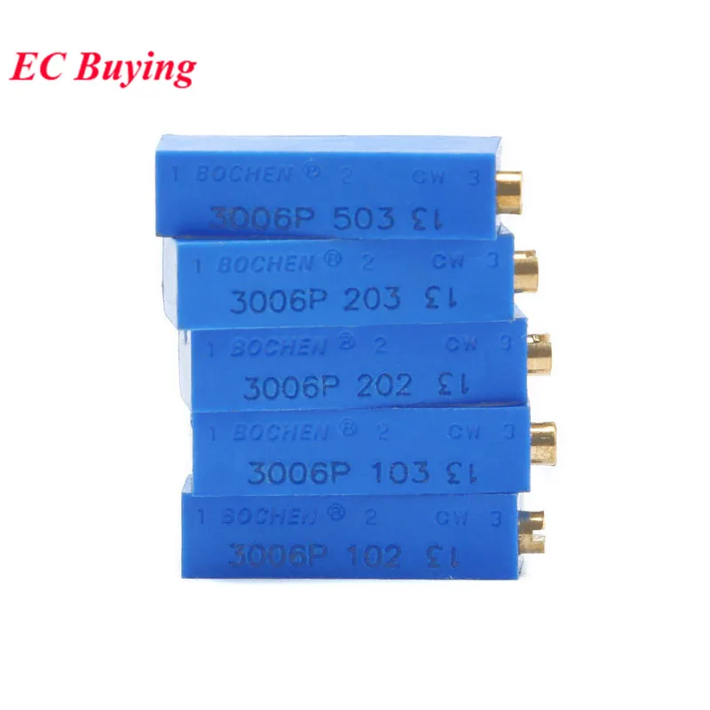 2-20 piezas 3006P potenciómetro recortador Trimpot ajustable multivuelta de precisión 1K 2K 10K 20K 50K 100K ohm 102 202 103 203 503 104 - imagen 2