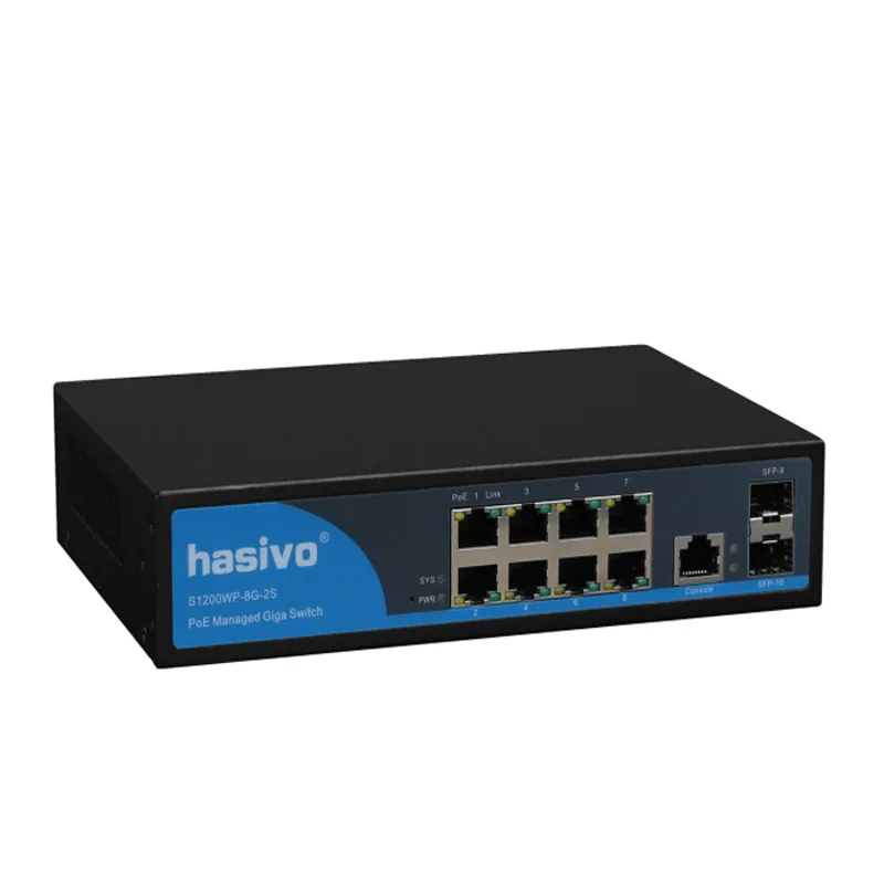 Conmutador Ethernet de 8 puertos, conmutador gestionado con 2 ranuras Gigabit SFP, gestión VLAN IGMP, 10/100/1000Mbps - imagen 3