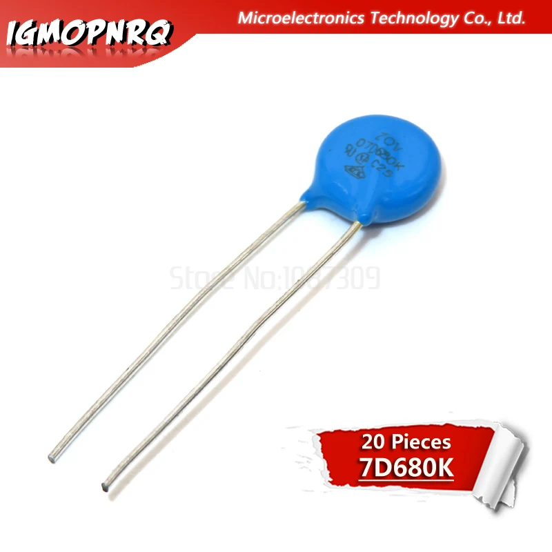 20 piezas varistor 07D680K 68V piezoresistor 7D680K 7D680
