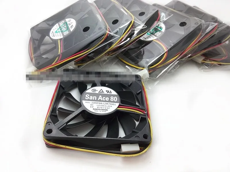 SANYO DENKI-ventilador de refrigeración 109P0812M7D01 8015, 80x80x15mm, 12V, 0.09A, ventilador CPU, carcasa tan silenciosa, 80mm, 3 cables - imagen 3