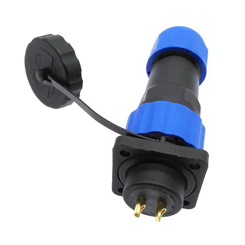 Conector impermeable SP20 enchufe y enchufe con brida 4 orificios IP68 2 pines 3/4/5/6/7/8/9/10/12/14 pines