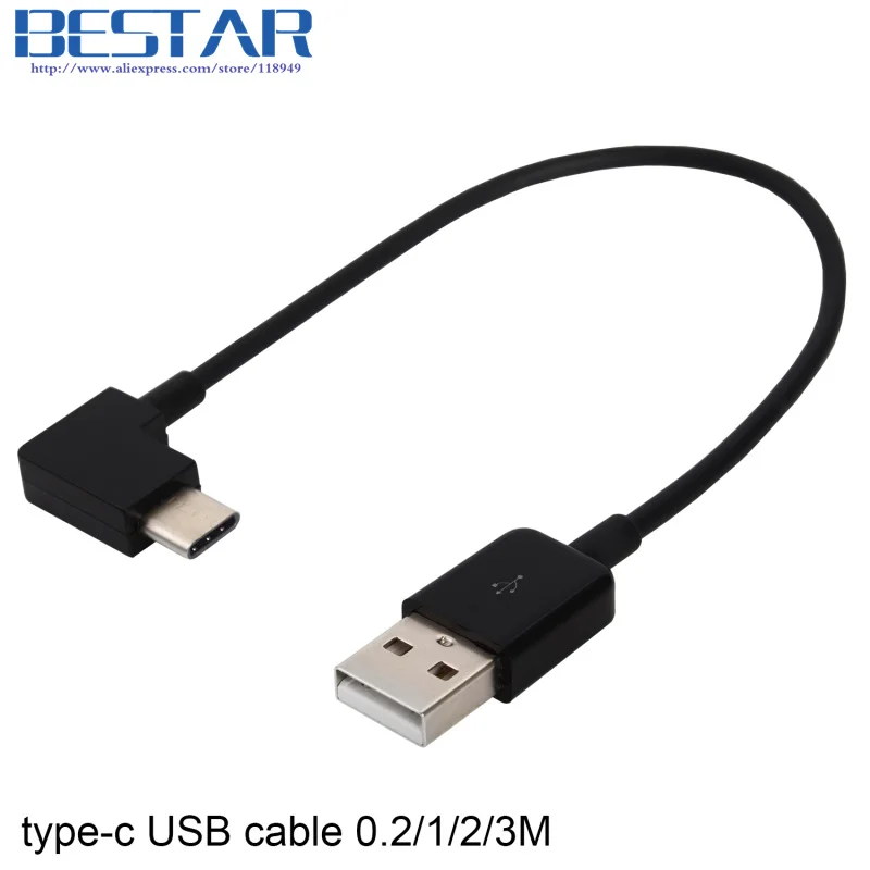 USB-C en ángulo USB 3,1 tipo C Cable cargador de carga de datos en ángulo 0,2 m 1m 2m 3m, Cable USB C tipo C 20cm 3 pies 6 pies 10 pies 1 2 3 metros - imagen 4