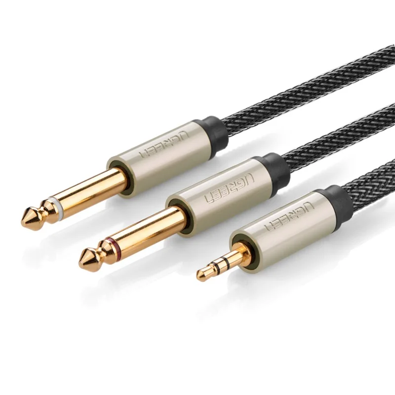 Cable Divisor Audio Estéreo Jack 3,5mm a 2x 6,35mm Chapado Oro