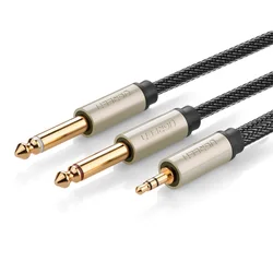 Cable Divisor Audio Estéreo Jack 3,5mm a 2x 6,35mm Chapado Oro