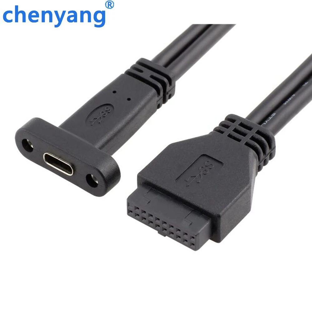 Cable de montaje en Panel de placa base de 50cm tipo C, USB-C hembra a USB 3,0, 20 pines, con soporte de expansión de Panel trasero PCI