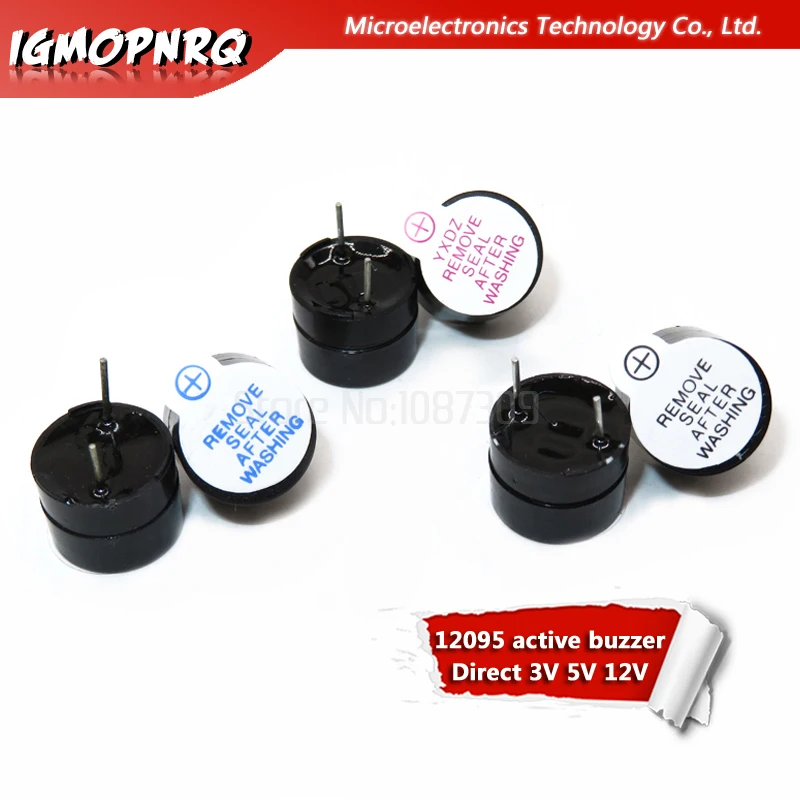 50 unidades 12095 timbre activo directo 3V 5V 12V voz larga 12*9,5 MM diámetro 12MM negro rojo azul etiqueta