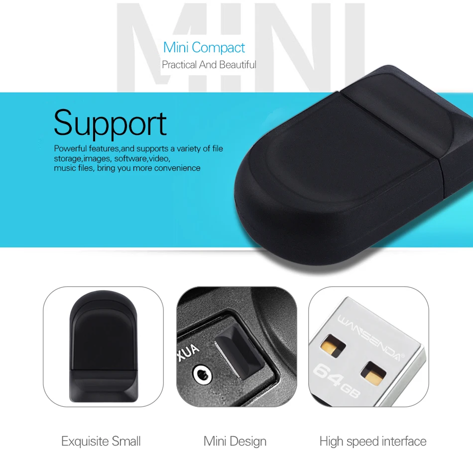 WANSENDA Pendrive Mini 64GB USB Impermeable - imagen 5