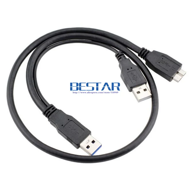 Cable Y para disco duro externo USB 3.0 Micro B negro con cable de alimentación USB: múltiples opciones de longitud de 1,0 m a 10 pies - imagen 2