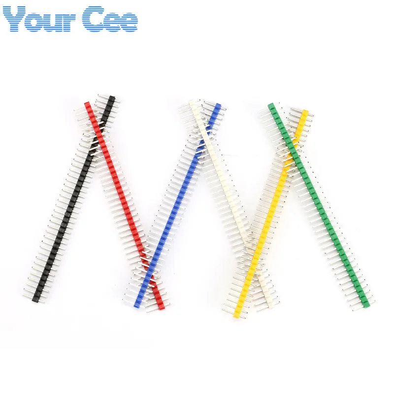 12 Uds. Cabecera de Pin rompible de 40 pines 2,54mm Kit de conector de cabezal macho de una sola fila tira de pines PCB Blanco/Negro/rojo/azul/verde/amarillo - imagen 4