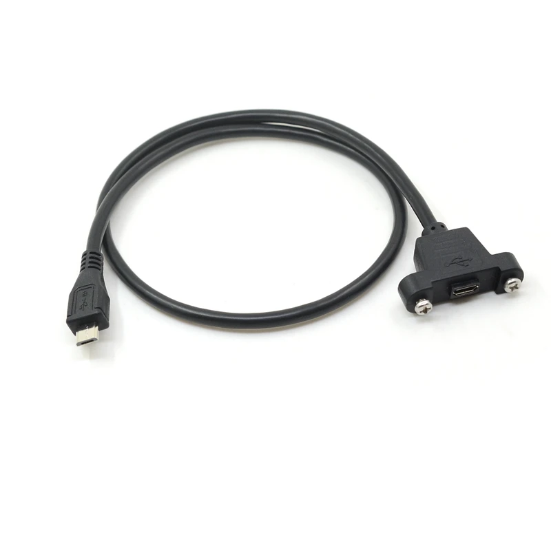 Cable de extensión Micro USB2.0 macho a hembra Micro USB 5 pines arriba abajo codo en ángulo izquierdo derecho con orificio de montaje en Panel 30cm 50cm - imagen 3