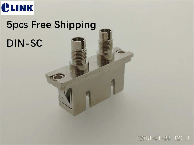 Adaptador de fibra DIN-SC conector híbrido dúplex hembra a hembra SM MM acoplador de carcasa de metal ftth IL 0,2dB envío gratis 5 uds