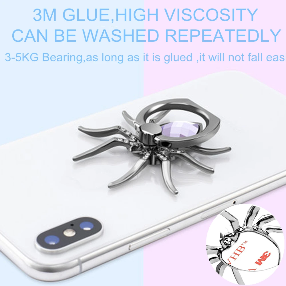 Soporte de anillo de dedo para teléfono móvil, soporte de anillo giratorio 360, soportes universales para teléfono móvil, Metal Spider Bling - imagen 3