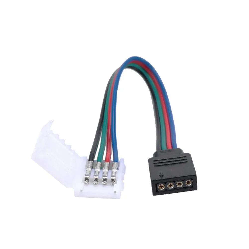 1 Uds 4 pines 5050 3828 RGB tira de LED hembra conector sin soldadura Cable Cables de extensión Clip